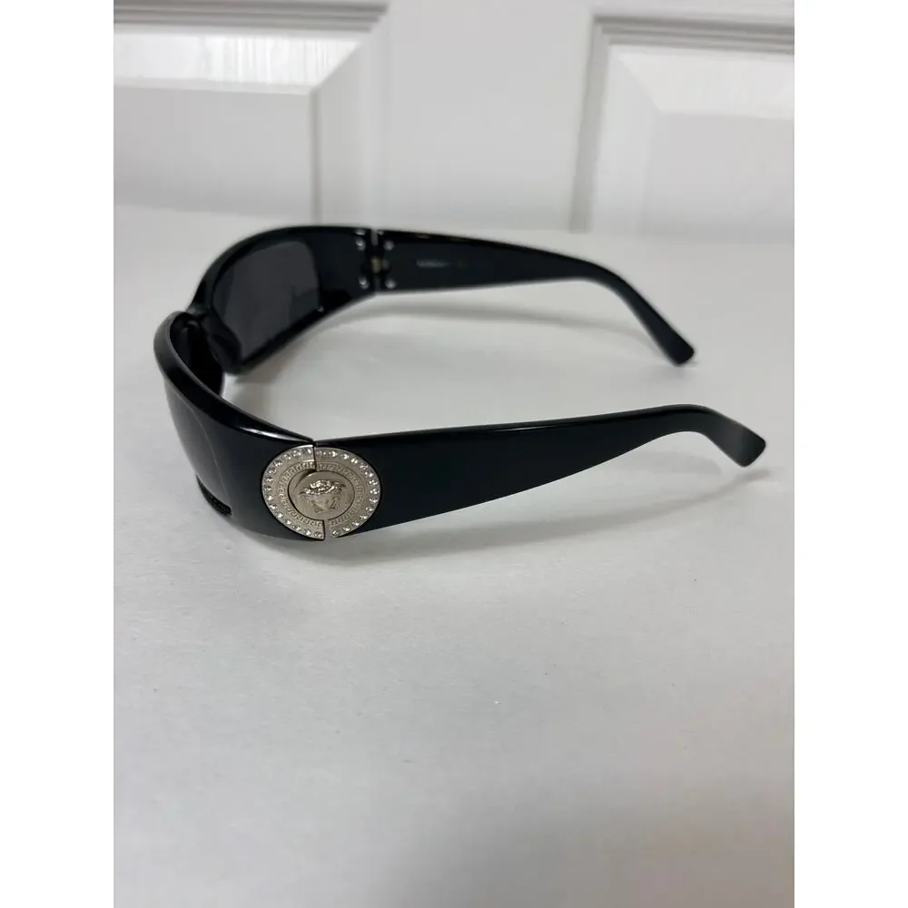 Versace Sunglasses Black Silvercoin Medusa Swarovski Crystals